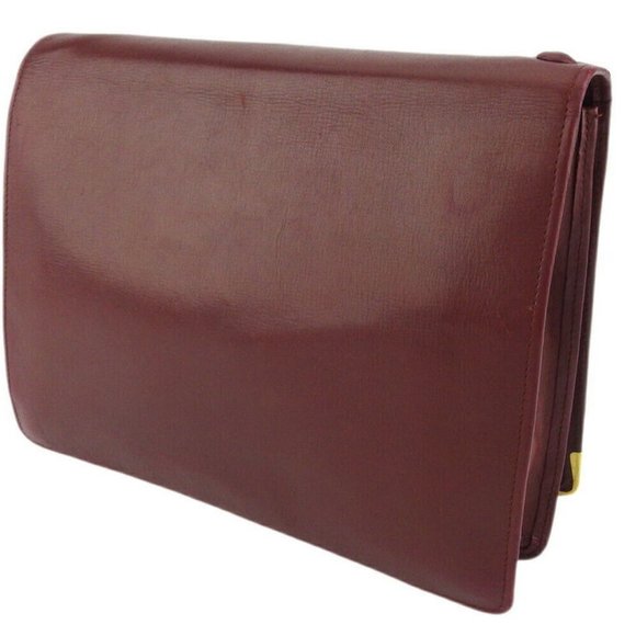 Cartier Clutch Bag Mastline Bordeaux Leather Authentic USED - Picture 2 of 8